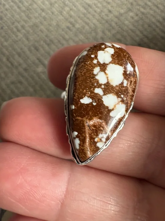 Wild Horse Jasper 925 silver plated ring Sz 10.25 - Picture 5 of 6